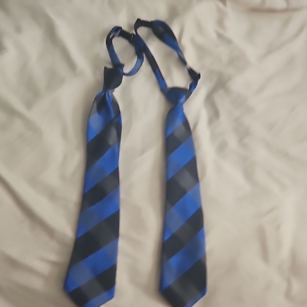 Place Blue and Black Striped Clip-On Tie